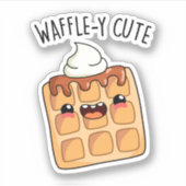 Waffle-y Funny Waffle Pun Sticker (Voorkant)