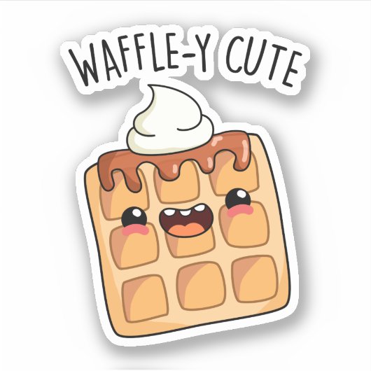 Waffle-y Funny Waffle Pun Sticker (Voorkant)