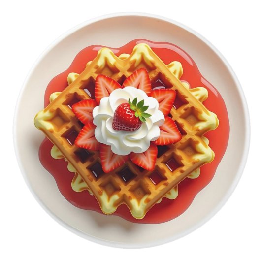 Waffles and Strawberries with Whipped Cream Keramische Knop (Voorkant)