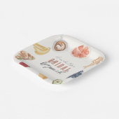 Waffles Koffie Fruiten Aquarel Bruids Brunch Papieren Bordje (Gebogen)