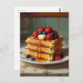 Waffles with Strawberries and Blueberries Briefkaart (Voorkant / Achterkant)