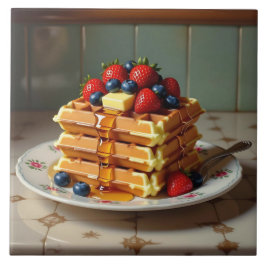 Waffles with Strawberries and Blueberries Tegeltje