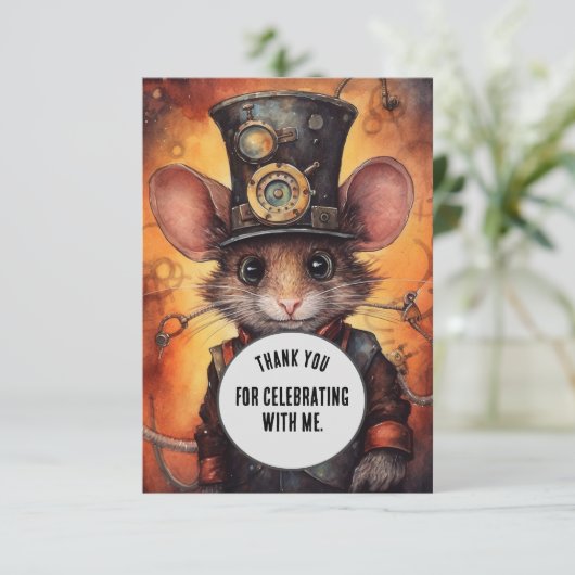 Wafflewhisk Dank u Steampunk dier Custom Bedankkaart (Staand voorkant)