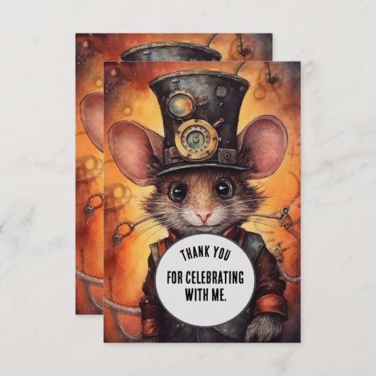 Wafflewhisk Dank u Steampunk dier Custom Bedankkaart (Voorkant / Achterkant)