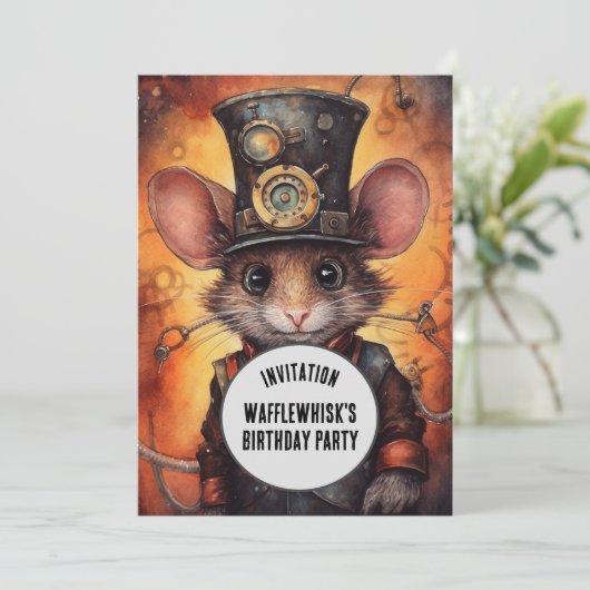 Wafflewhisk Steampunk Dier Aangepaste naam Kaart (Staand voorkant)