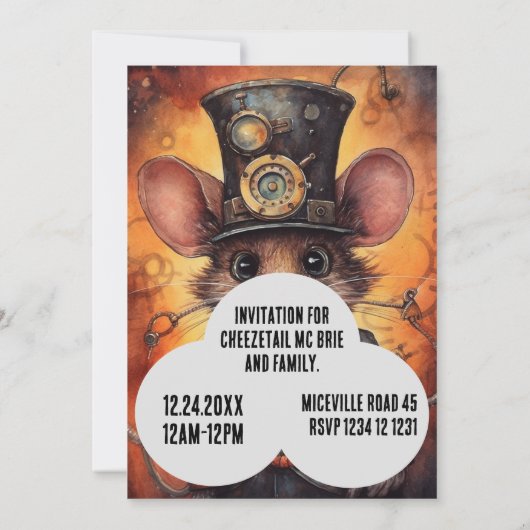 Wafflewhisk Steampunk Dier Aangepaste naam Kaart (Achterkant)