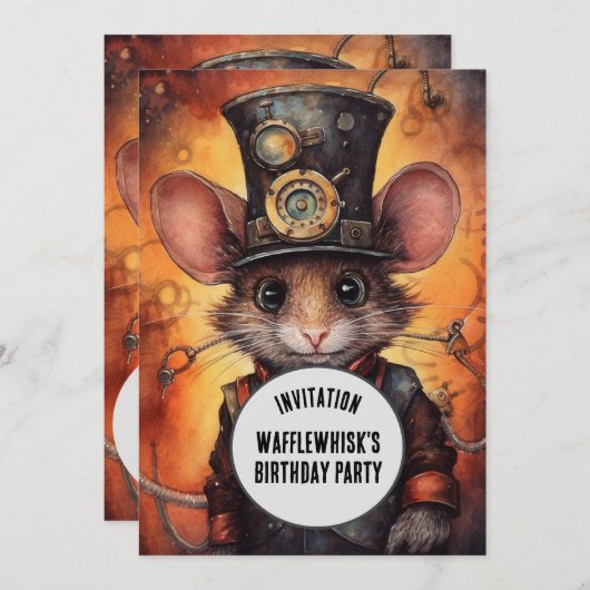 Wafflewhisk Steampunk Dier Aangepaste naam Kaart (Voorkant / Achterkant)