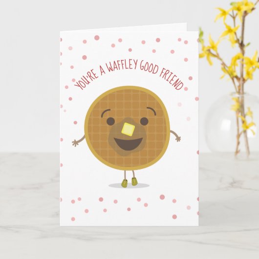 Waffley Goede Vriend Waffle Kind Valentijn Kaart (Gele Bloem)