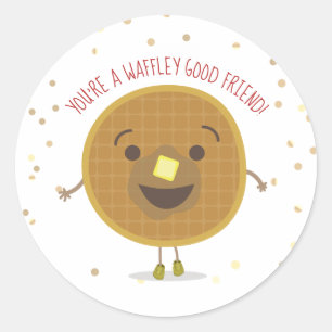 Waffley Good Friend Waffle Valentijn Kinder Ronde Sticker