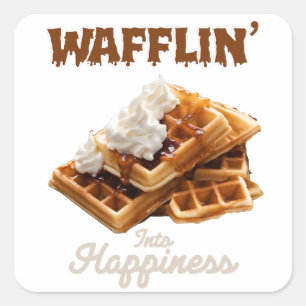 Wafflin’ naar geluk vierkante sticker