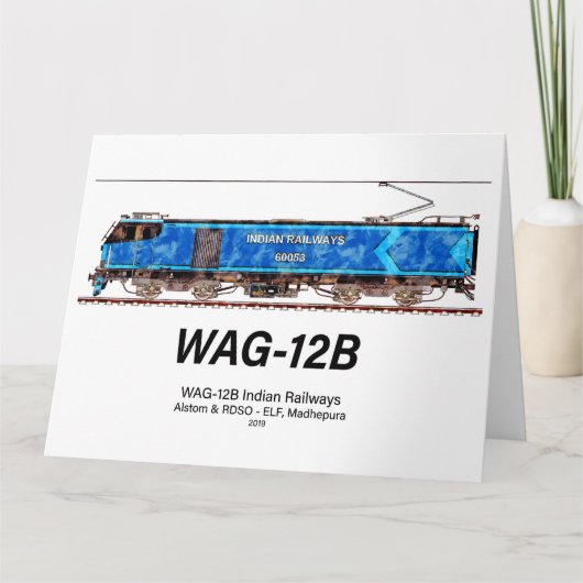 WAG-12B locomotief. goederentrein van de Indiase s Bedankkaart (Voorkant)