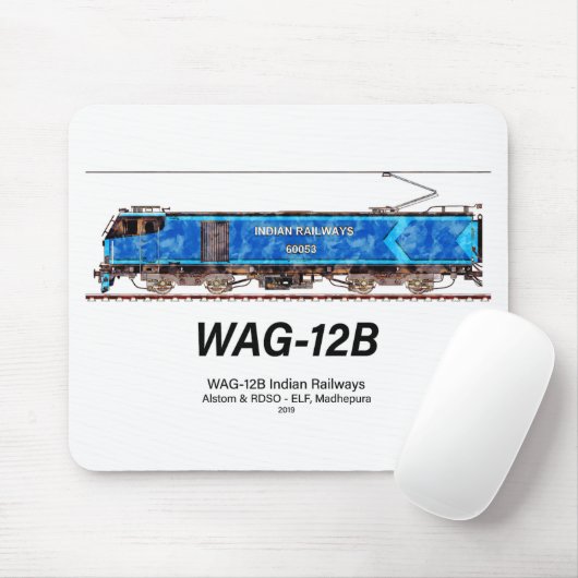WAG-12B locomotief. goederentrein van de Indiase s Muismat (Met muis)