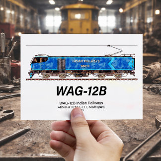 WAG-12B-locomotief. Indiase spoorwegen goederentre Briefkaart