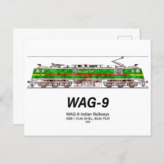 WAG-9 locomotief. goederentrein van de Indiase spo Briefkaart