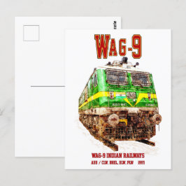 WAG-9 locomotief. goederentrein van de Indiase spo Briefkaart