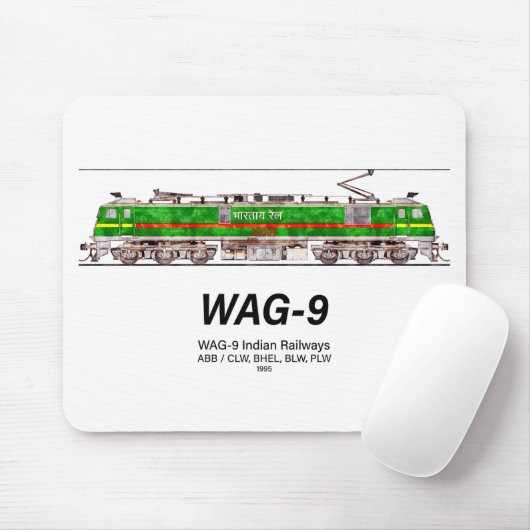WAG-9 locomotief. goederentrein van de Indiase spo Muismat (Met muis)