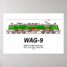 WAG-9-locomotief. Goederentrein van Indian Railway Poster
