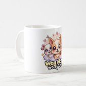 Wag Meer Zorgen Minder Mok Schattigee Puppy Coffee (Voorkant links)