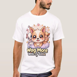 Wag Meer Zorgen Minder Schattige Hond T-shirt Voor