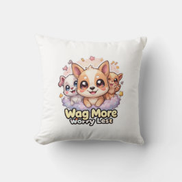 Wag Meer Zorgen Minder Schattigee Puppy Decoratief Kussen