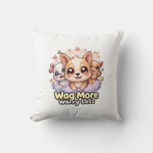 Wag Meer Zorgen Minder Schattigee Puppy Decoratief Kussen