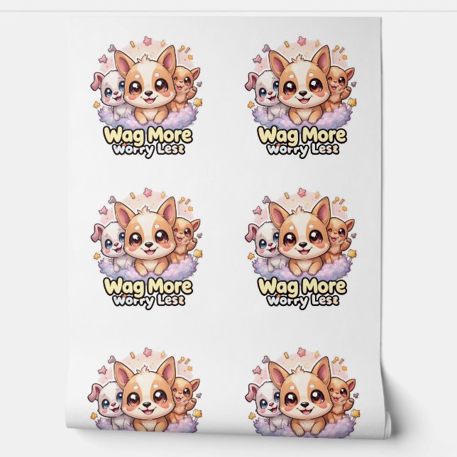 Wag Meer Zorgen Minder Schattigee Puppy Muurschild Behang (Afrollen)