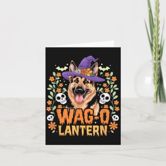 Wag-O-Lantern enge Duitse herder Halloween hond Kaart (Voorkant)