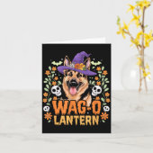 Wag-O-Lantern enge Duitse herder Halloween hond Kaart (Gele Bloem)