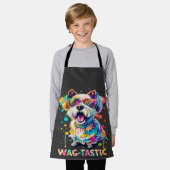 Wag-tastic leuk spetterend kleurrijk hondenontwerp schort (Gedragen)