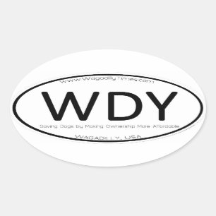 WAGADILLY Ovaal Plaats Bumpersticker Decal Ovale Sticker