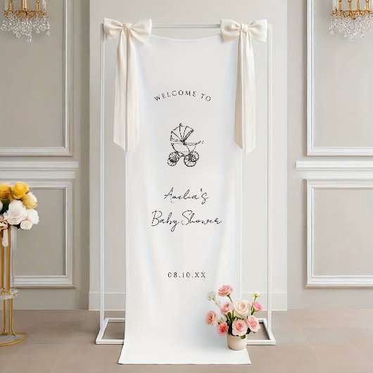 Wagen Baby Shower Welkom  Spandoek