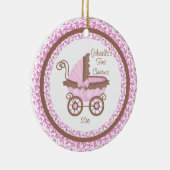 Wagen Meisje Baby's Eerste Kerst Ornament (Rechts)
