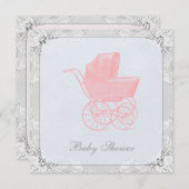  wagen Pram Genderneutraal Baby shower Kaart (Voorkant / Achterkant)