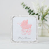  wagen Pram Genderneutraal Baby shower Kaart (Staand voorkant)