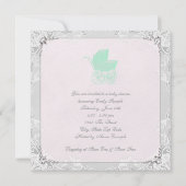 wagen Pram Genderneutraal Baby shower Kaart (Achterkant)