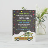 Wagen van kerstfeestpost Open House Kaart (Staand voorkant)