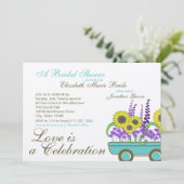 Wagen vol met bloemen Vrijgezellenfeest Kaart (Staand voorkant)