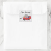 Wagen vol speelgoed Retro Kerst vierkante sticker (Tas)