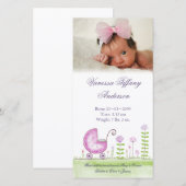 Wagenaankondigingskaartjes voor babymeisjes met fo aankondiging (Voorkant / Achterkant)