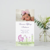 Wagenaankondigingskaartjes voor babymeisjes met fo aankondiging (Staand voorkant)