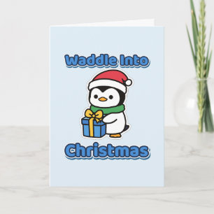 Waggel in Kerstmis Cute Pinguïn Kerstman Hoed Kaart