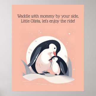 Waggel met mama | Pinguïn | Kunst voor de dierentu Poster