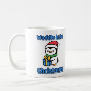 Waggelend naar Kerstmis Cute Pinguïn Kerstman Hoed Koffiemok