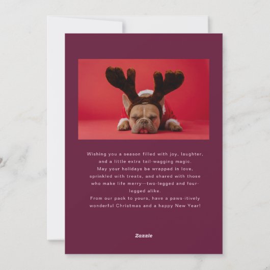 Wagging Door Winter Hond Cranberry Kerstmis Feestdagenkaart (Achterkant)