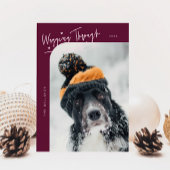 Wagging Door Winter Hond Cranberry Kerstmis Feestdagenkaart