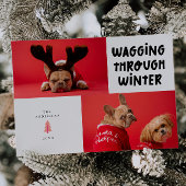 Wagging door Winter White Pet Foto Feestdagenkaart