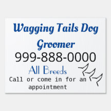 Wagging staarten hond groomer of business yard tek