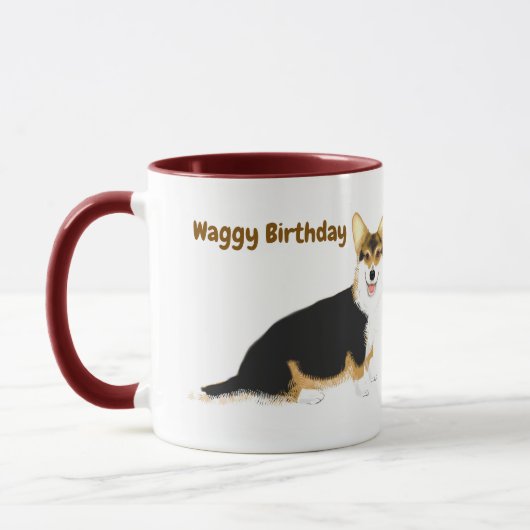 Waggy Birthday Tricolor Mok (Links)