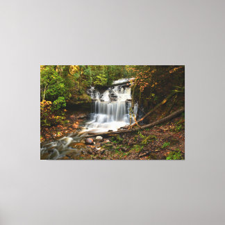 Wagner Falls in Autumn Canvas Afdruk