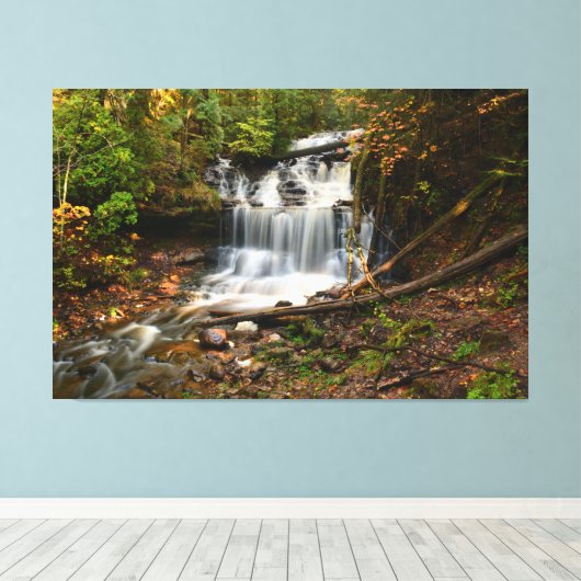 Wagner Falls in de herfst Canvas Afdruk (Insitu (Houten vloer))